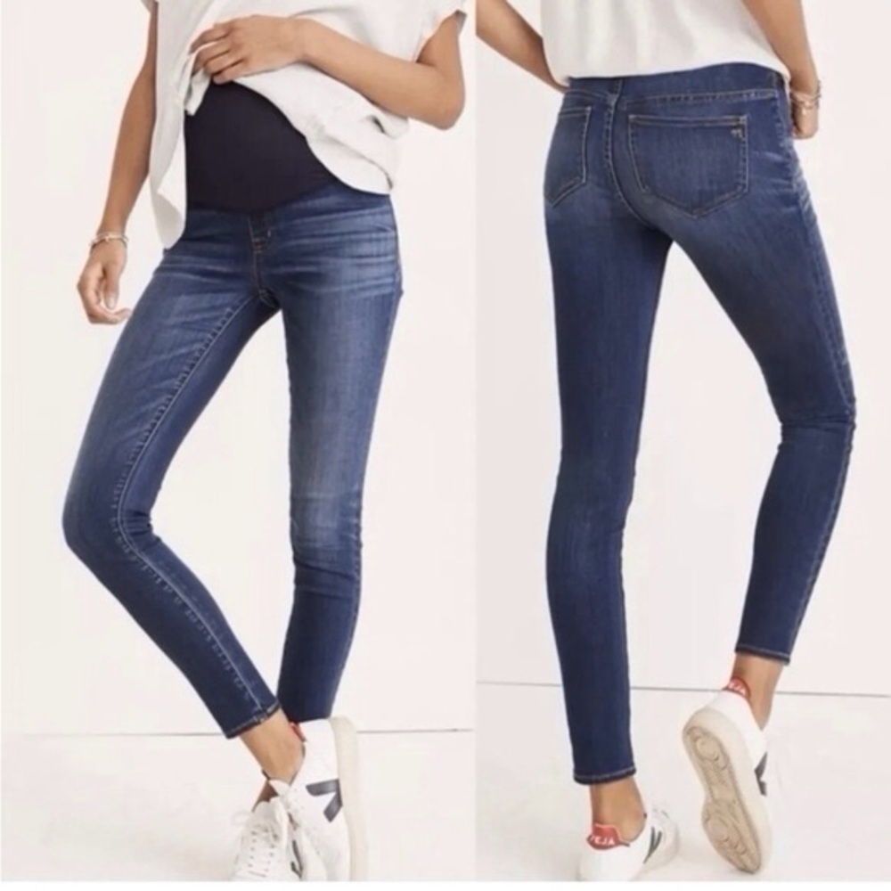 Madewell Women Maternity 26 Danny Wash Denim Pull-On Over-The-Belly Skinny Jeans